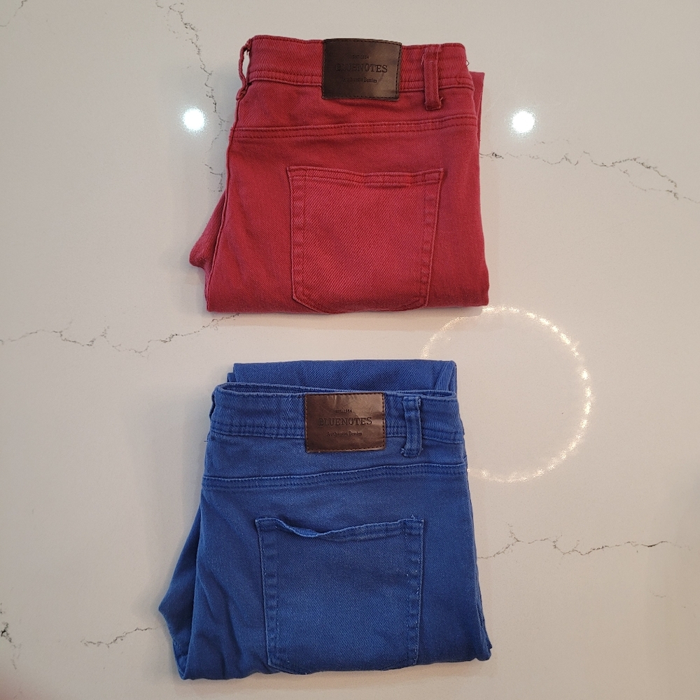 2 x Bluenotes Skinny Low Rise Jeans - Blue and Red - Women's 38 x 32